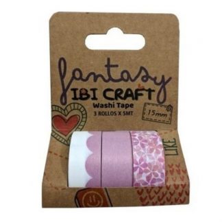 Cinta Washi Tape Adhesiva Decorativa Pink 15 Mm X 5 Mm X 3 Unidades
