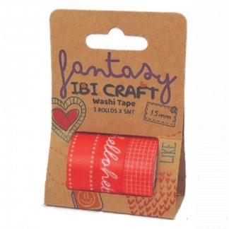 Cinta Washi Tape Adhesiva Decorativa Rojo Decorativo 15 Mm X 5 Mm X 3 Unidades