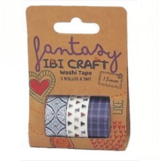 Cinta Washi Tape Adhesiva Decorativa Blue 15 Mm X 5 Mm X 3 Unidades