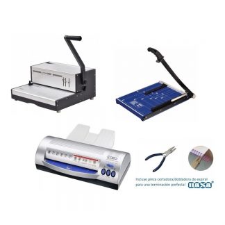Espiraladora Anilladora + Guillotina Oficio + Plastificadora Dasa Oficio