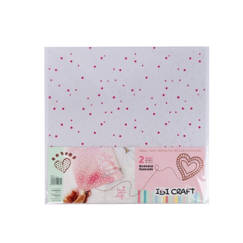 Acetato Ibi Craft Ilustrado 30x30 Cm 2 Hojas Varios Diseño CORAZONES