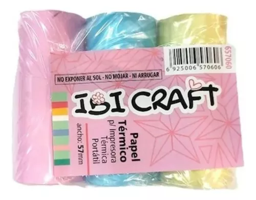 Rollos Pastel Térmico Para Impresora Portátil Termica X 3 rollos Ibi Craft