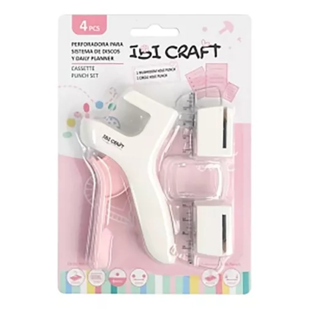 Perforadora Intercambiable Para Sistema De Discos Expansión Y Daily Planner 2 en 1 Ibi Craft - Con regla