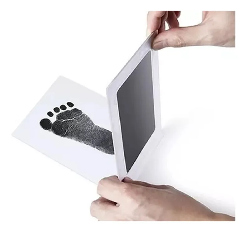 Kit Almohadilla Sello Recién Nacido /huella mascota Pie/Pata 13 X 8 Cm Con Tinta Azul - Imagen 3