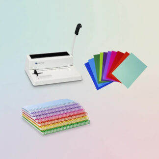 Kit Encuadernación: Anilladora A4 + Tapas A4 50 Surtidas Y 50 Cristal + Espirales Pastel 12 Mm X50