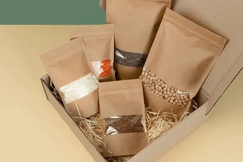 Bolsa Doypack Original Kraft Marron Con Ventana 16x24 X50u - Imagen 5