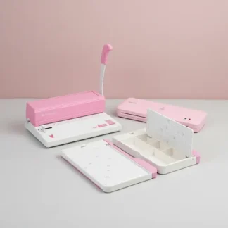 Kit Papelería Rosa: Anilladora A4 + Plastificadora A4 + Guillotina Palanca A4 310 Mm