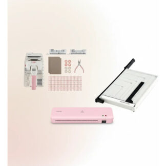 Kit Encuadernación: Anilladora Rosa + Guillotina Metálica A4 30cm + Plastificadora A4 Rosa