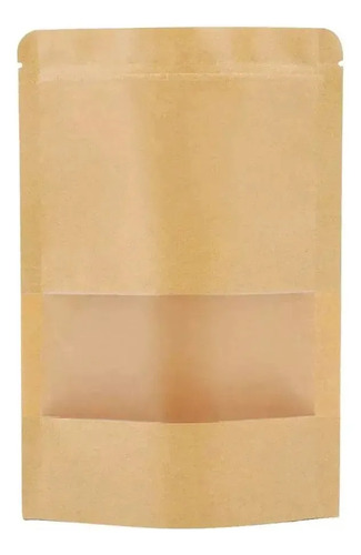 Bolsa Doypack Original Kraft Marron Con Ventana 16x24 X50u