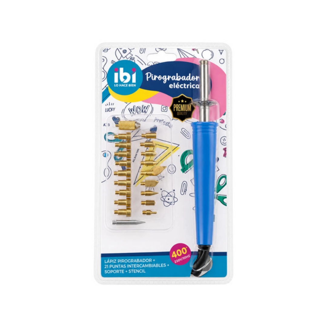 Pirograbador Eléctrico Ibi Kit 21 Puntas Soporte Stencil